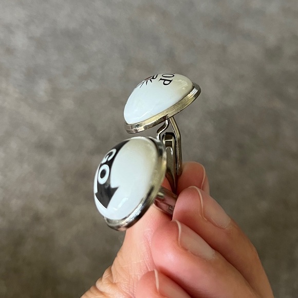 Vintage Duchamp London Cufflinks Stop Go Arrow Red Traffic Light Black White - Picture 4 of 6